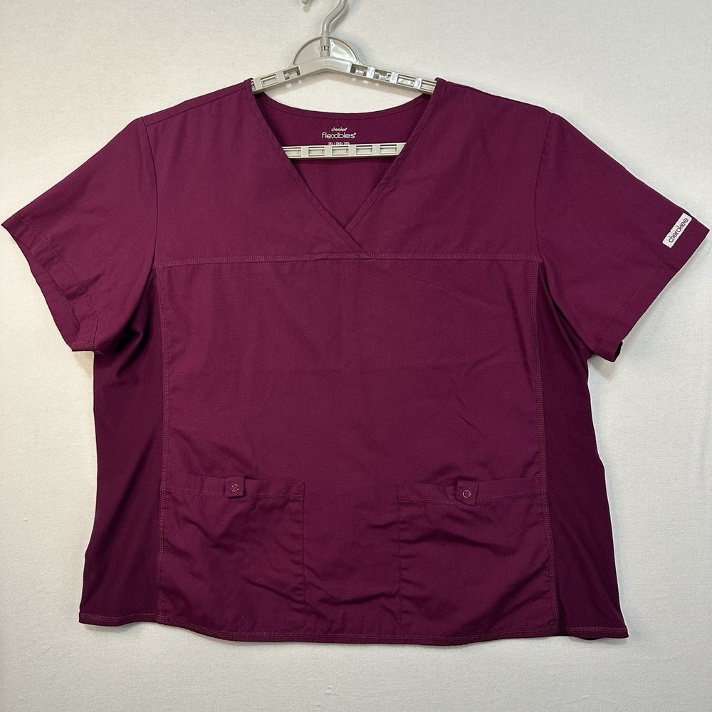 Cherokee‎ Flexible Scrub Top 3XL V-Neck Short Sleeve Sitter Transporter CNA